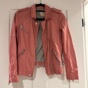 Rebecca Taylor Pink Leather Moto Jacket -size small